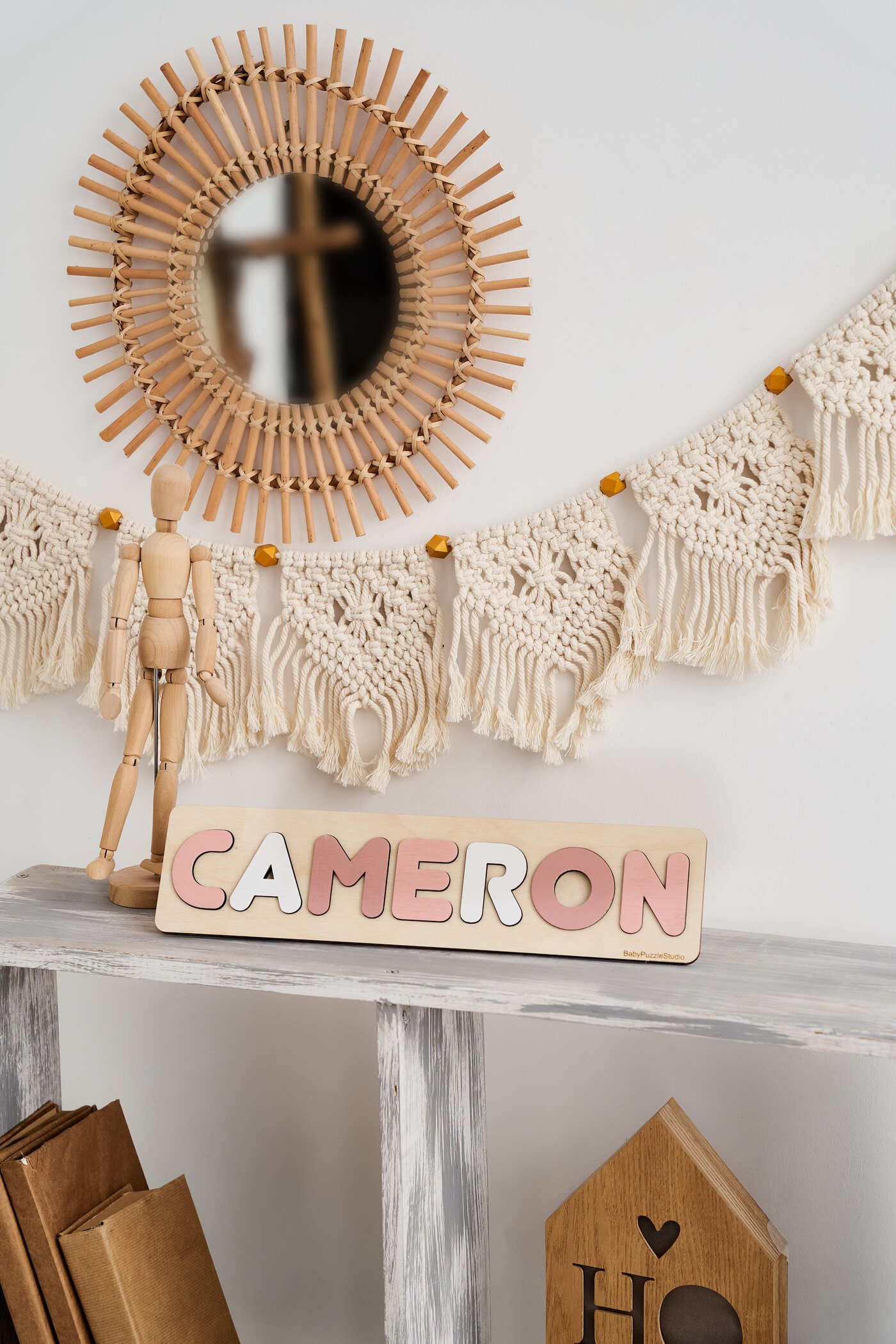 Іменний подарунок для дитини - дерев'яний пазл сортер з горами