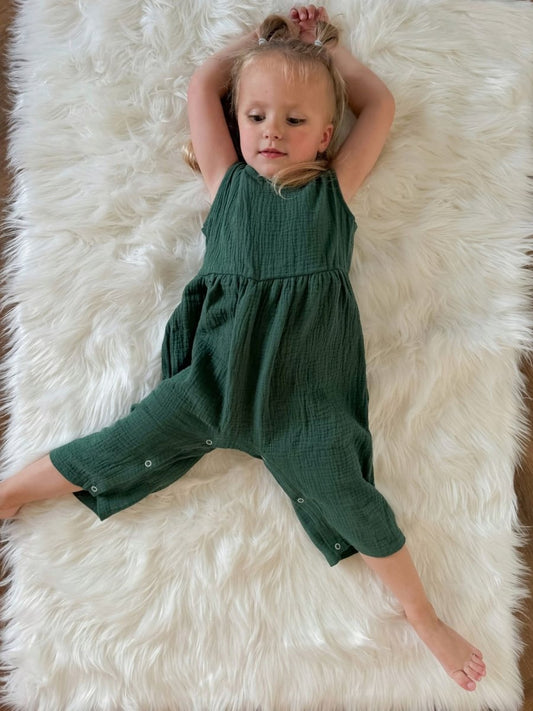 Мусліновий пісочник для немовлят ( літній ромпер ) - Зелений - Agukids