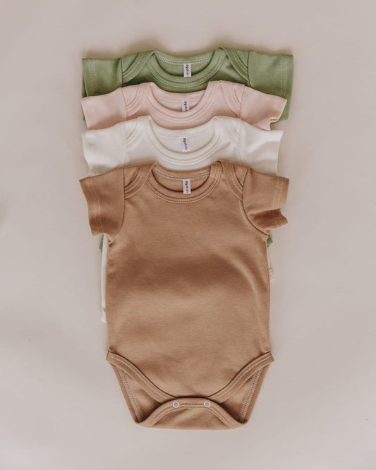 Боді дитячий однотоннийз коротким рукавом - Бежевий - Agukids