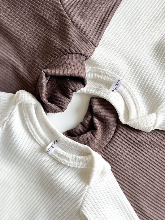 Боді гольф на довгий рукав - Шоколад - Agukids