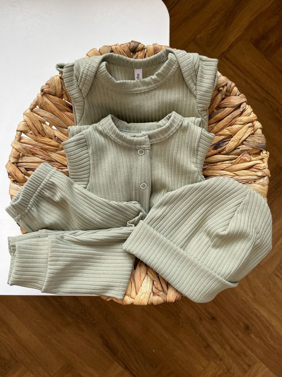 Боді рубчик на довгий рукав - М'ятний - Agukids