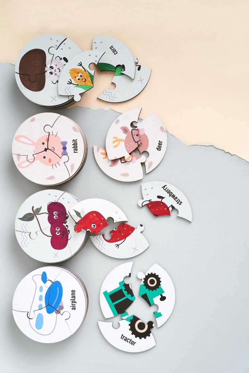 Дерев'яний пазл 3в1 з малюнками для дитини - Текст українською - Agukids