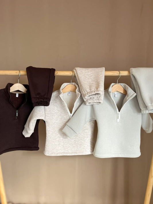 Коостюм утеплений (трьохнитка на флісі) на замочку - Шоколад - Agukids