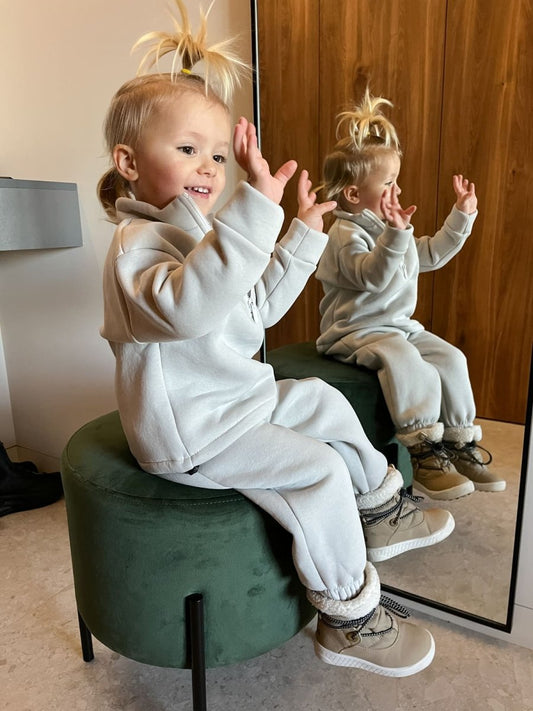 Костюм утеплений (трьохнитка на флісі) на замочку - Сірий - Agukids