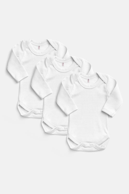 Набір білих боді для новонароджених з довгим рукавом (3шт) - Agukids