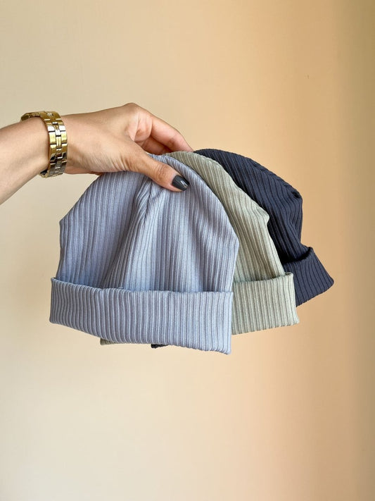 Шапочка рубчик для немовлят (демісезон) - М'ятний - Agukids