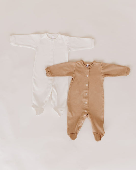 Сліп/чоловічок однотонний - Бежевий - Agukids