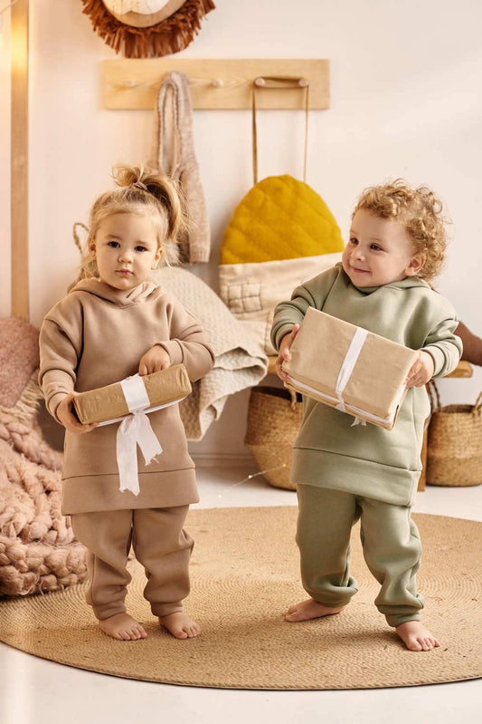 Теплий костюм для дитини на флісі - Бежевий - Agukids