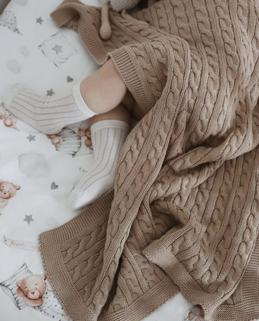 В'язаний плед коса 100% бавовна - Agukids