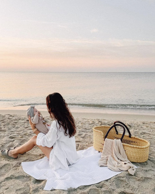 В'язаний плед смужка 100% бавовна - Agukids