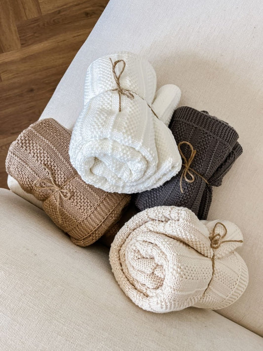 В'язаний плед смужка 100% бавовна - Agukids